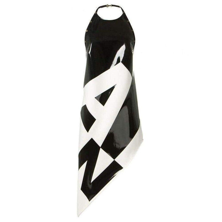 Anthony Vaccarello-Asymmetrical Coated Crepe Dress - Runway Catalog