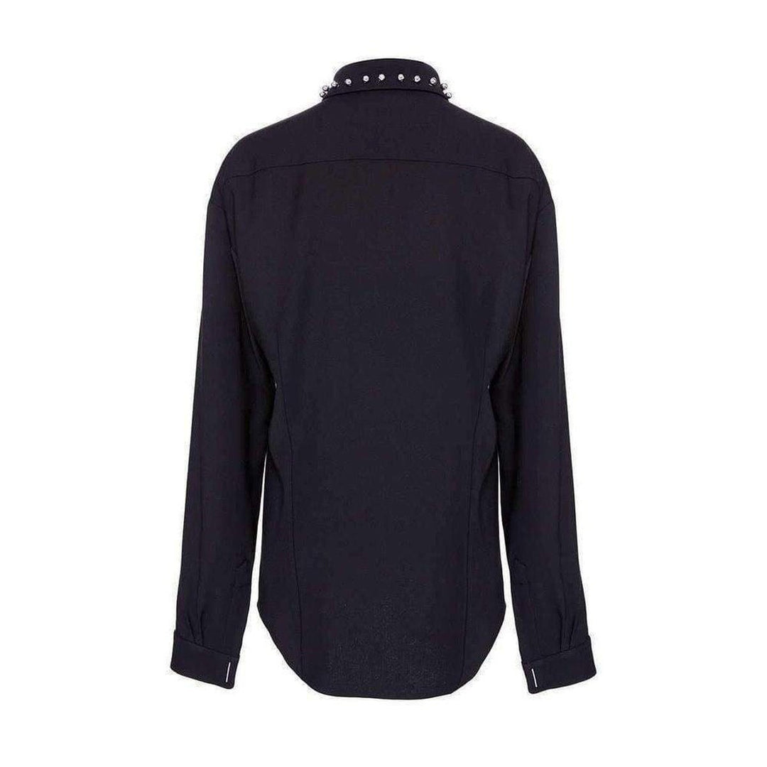 Black Classical Shirt With Stud Collar