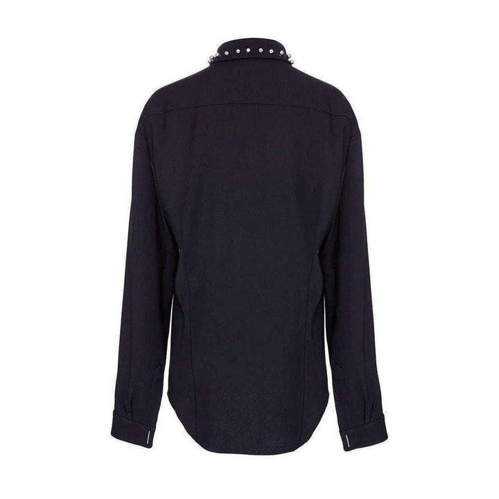 Black Classical Shirt With Stud Collar