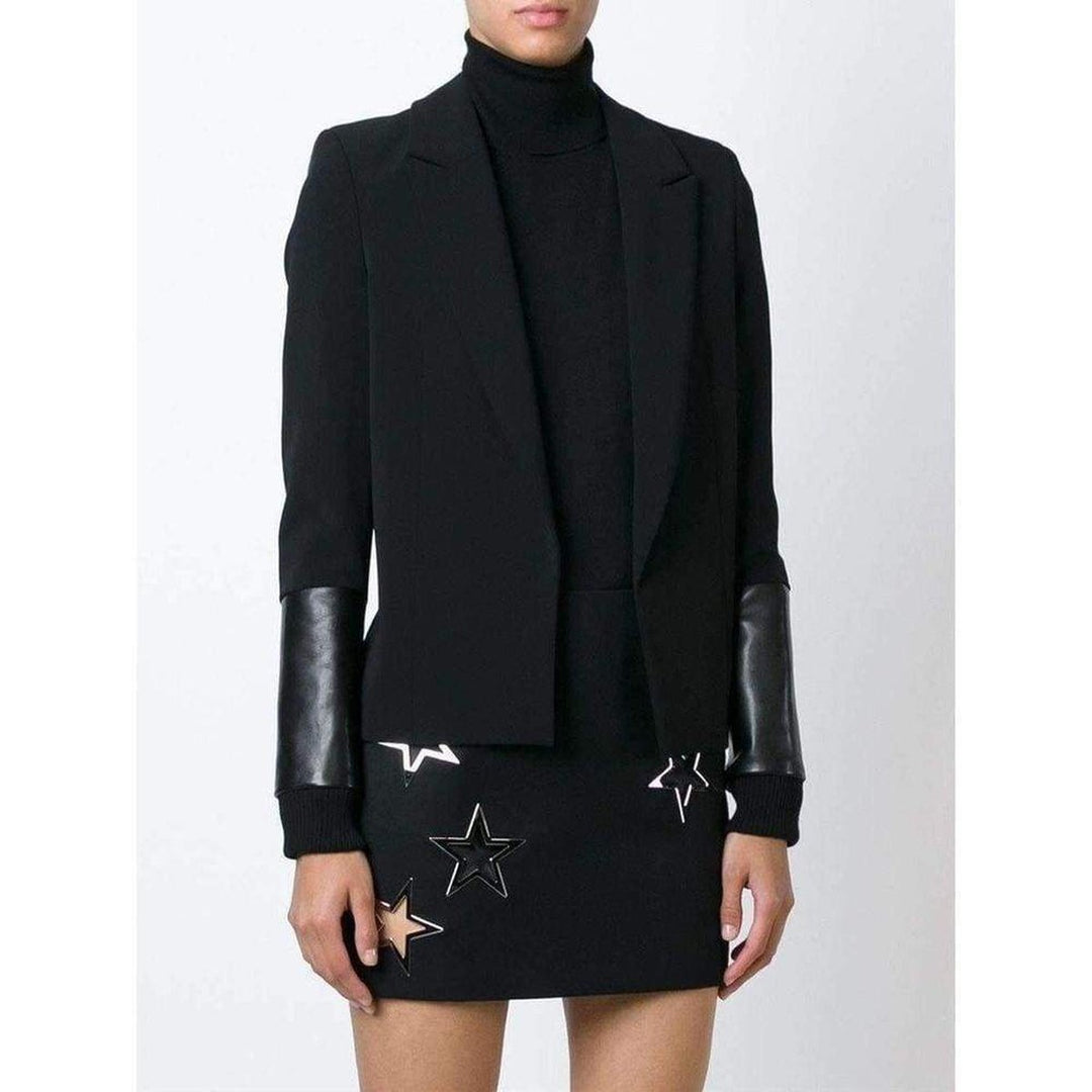 Black Pinned Contrast Sleeve Blazer