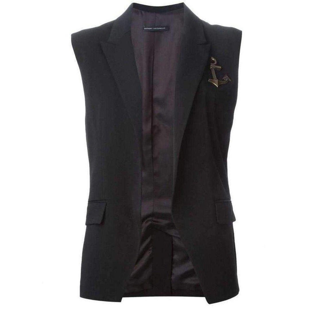 Anthony Vaccarello-Pinned Anchor Emblem Vest - Runway Catalog