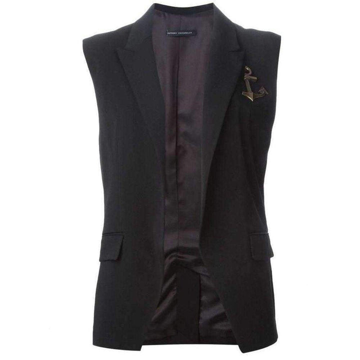 Anthony Vaccarello-Pinned Anchor Emblem Vest - Runway Catalog