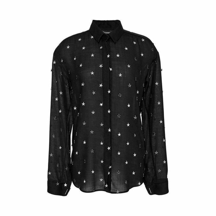 Anthony Vaccarello-Star Embellished Black Shirt - Runway Catalog