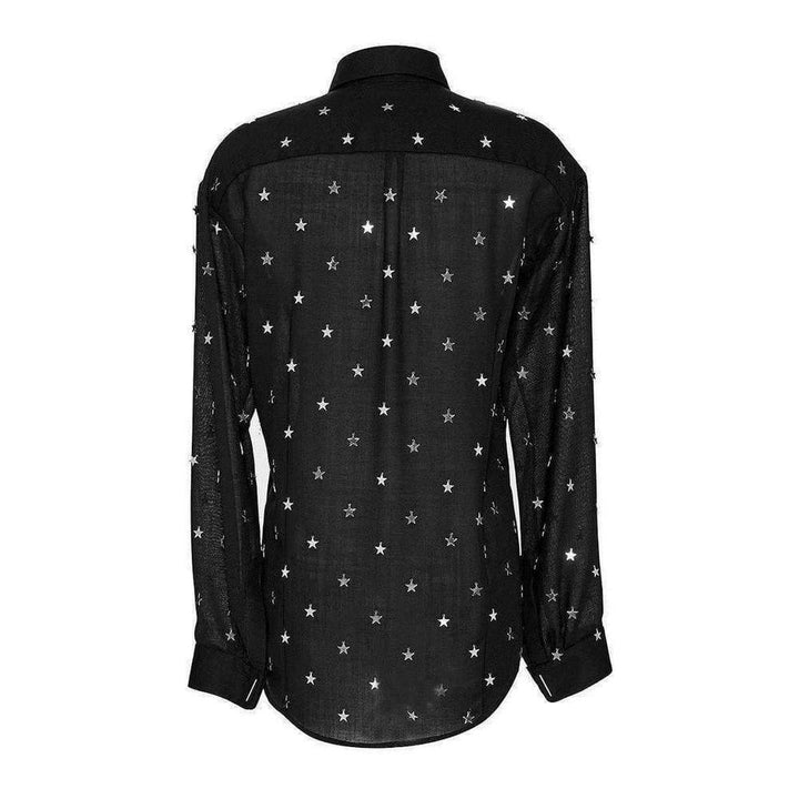 Star Embellished Black Wool Shirt