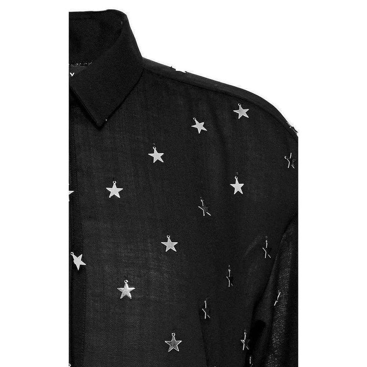 Star Embellished Black Wool Shirt