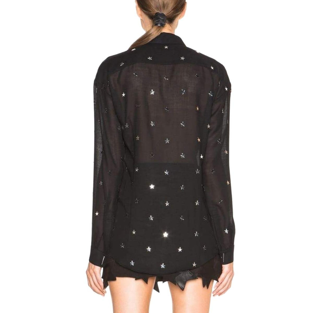 Star Embellished Black Wool Shirt