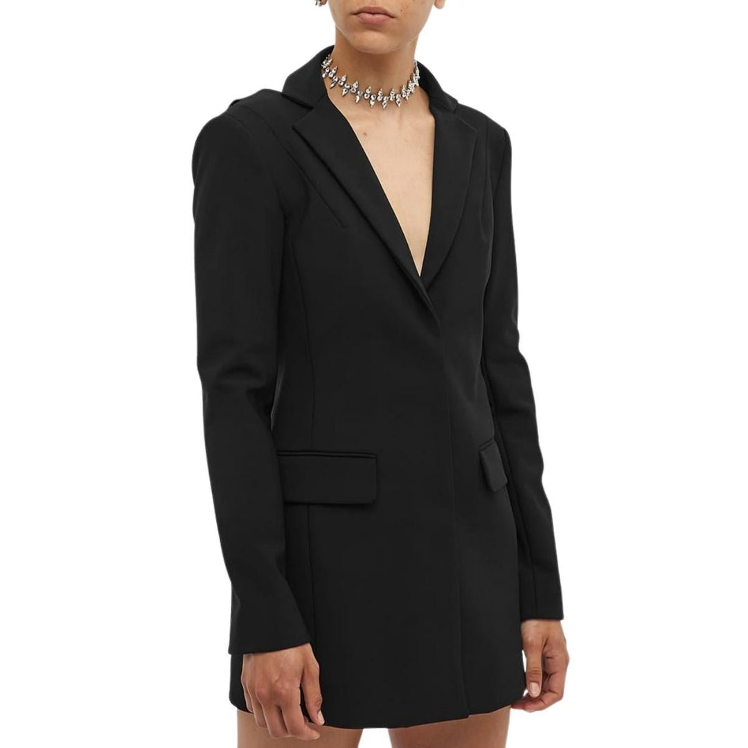 Backless Draped Crystal Blazer Dress
