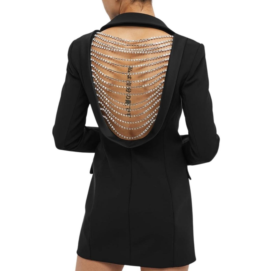 Backless Draped Crystal Blazer Dress