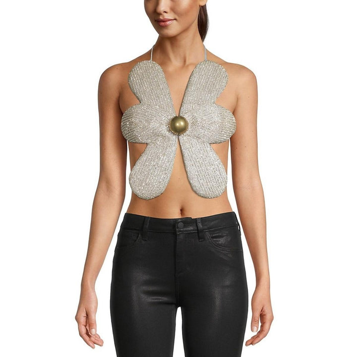 Beaded Flower Strappy Open Top