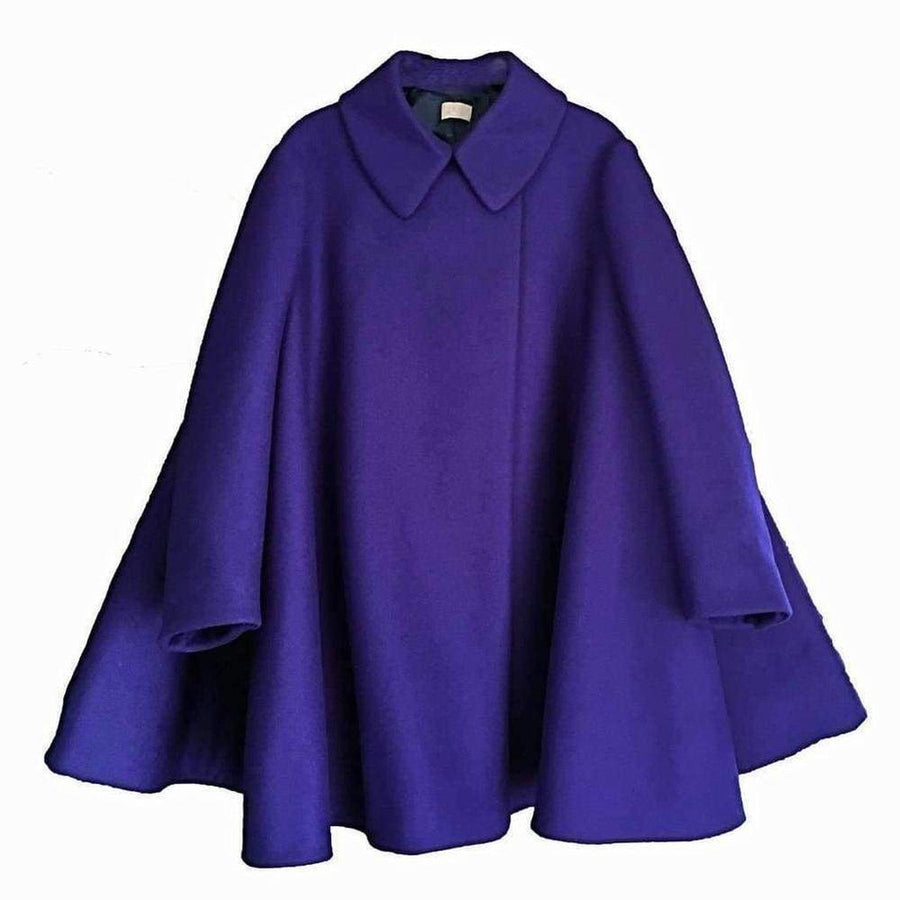 Azzedine Alaïa-Felted Wool Babydoll Cape Coat in Indigo - Runway Catalog