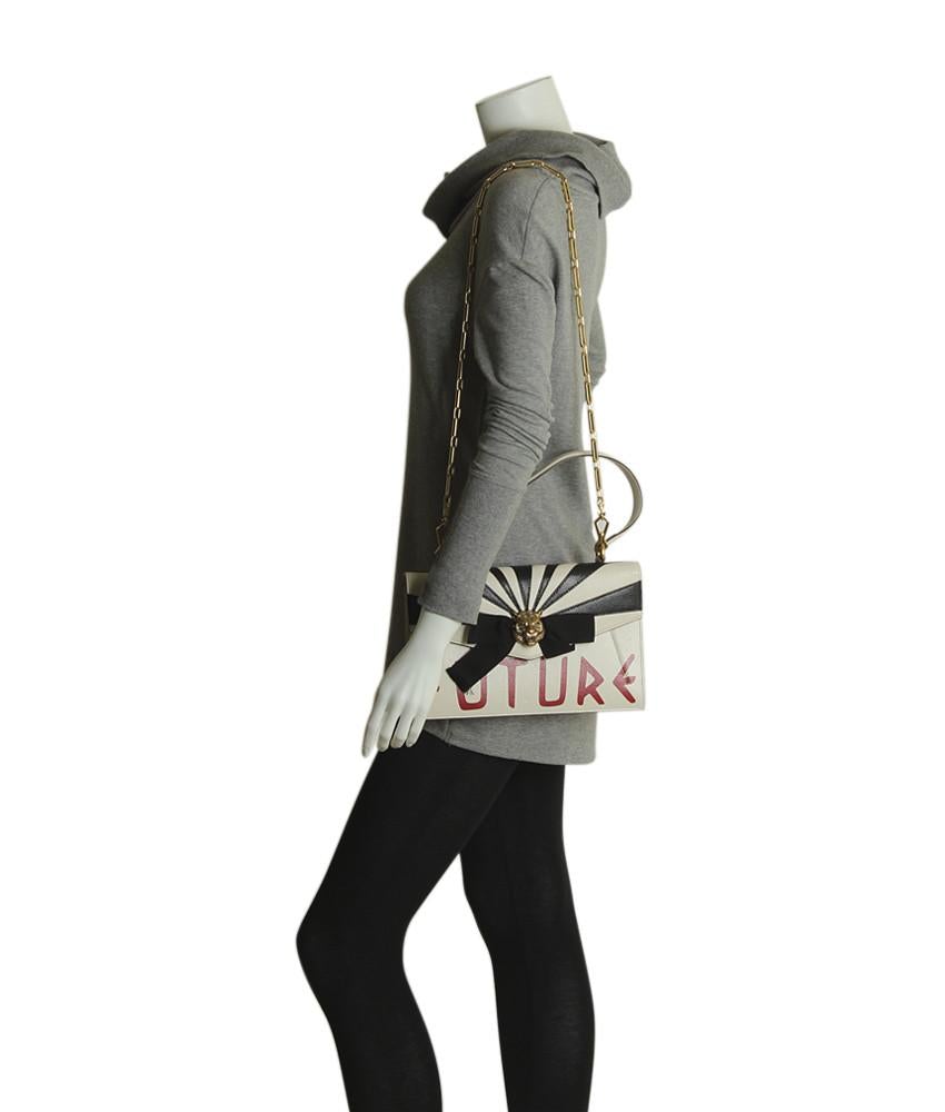 G*G 466417 Osiride Future Bow White Leather & Black Shoulder Bag