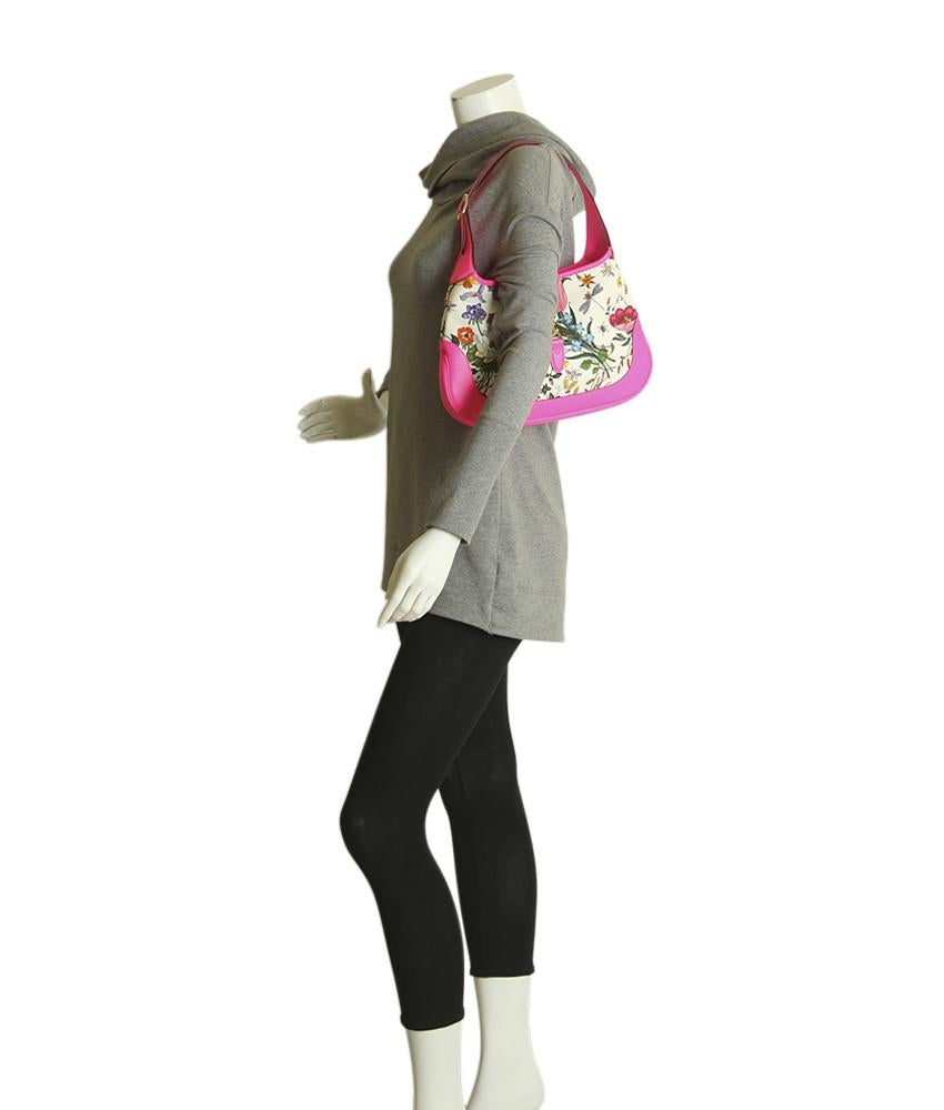 G*G Medium Floral Jackie Multi-Color & Pink  Leather Hobo Bag