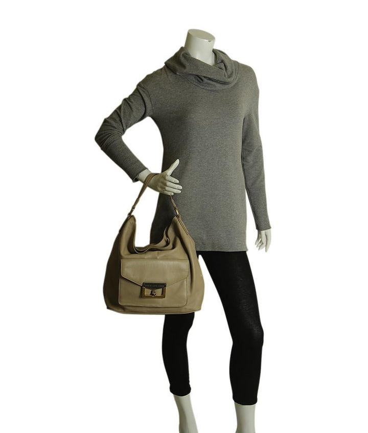 Marc Jacobs Bianca Beige Leather Hobo Bag