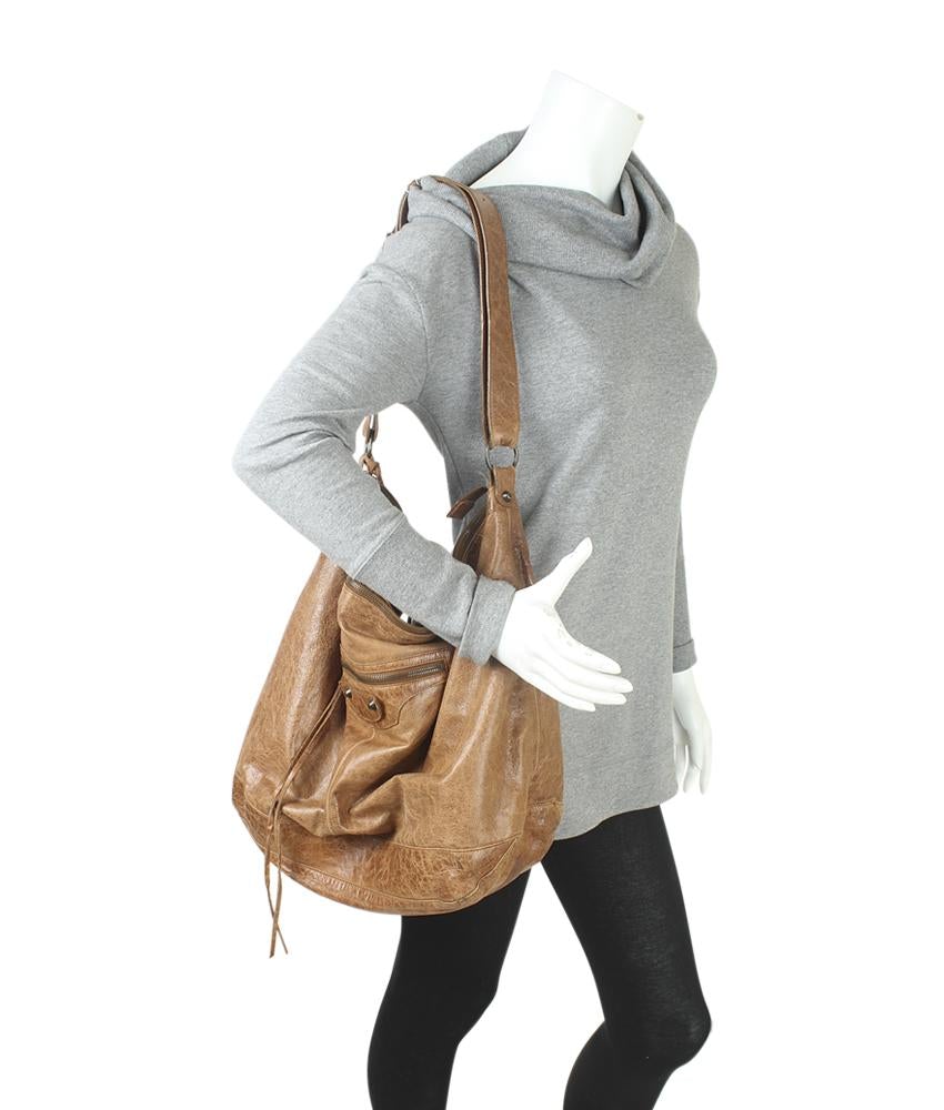Balenciaga 159671 Courier XL Brown Leather Shoulder Bag