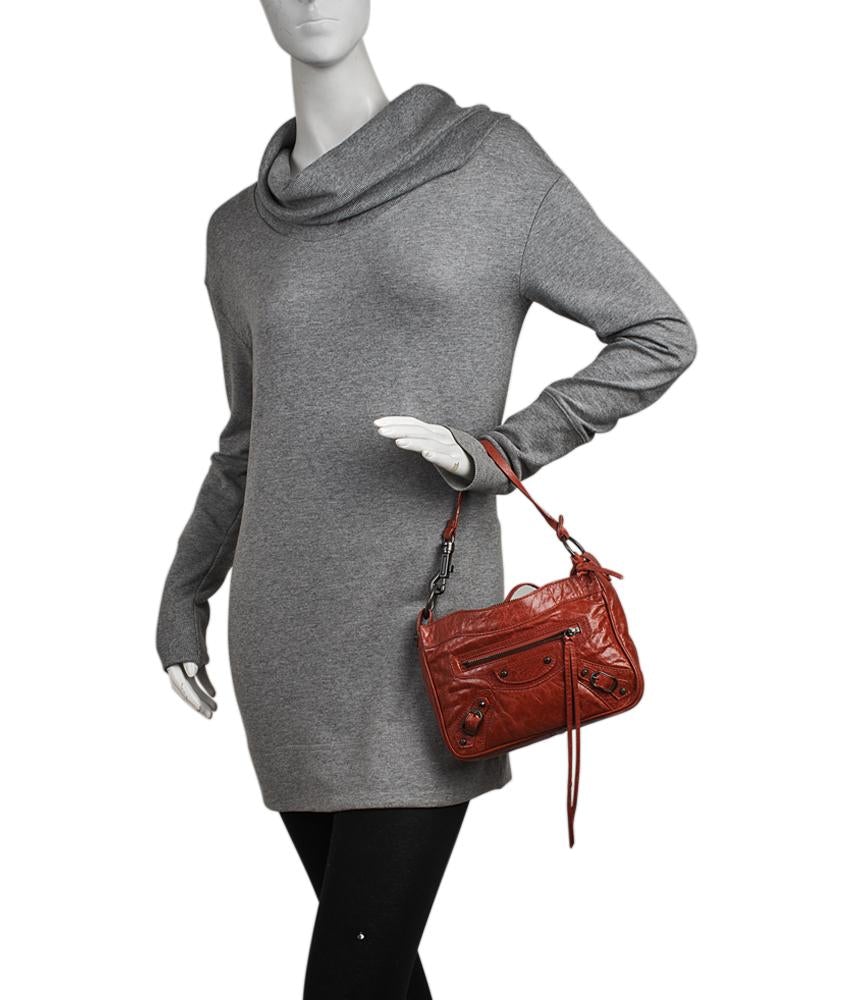 Balenciaga 237203 Giant Hip Red Leather Shoulder Bag
