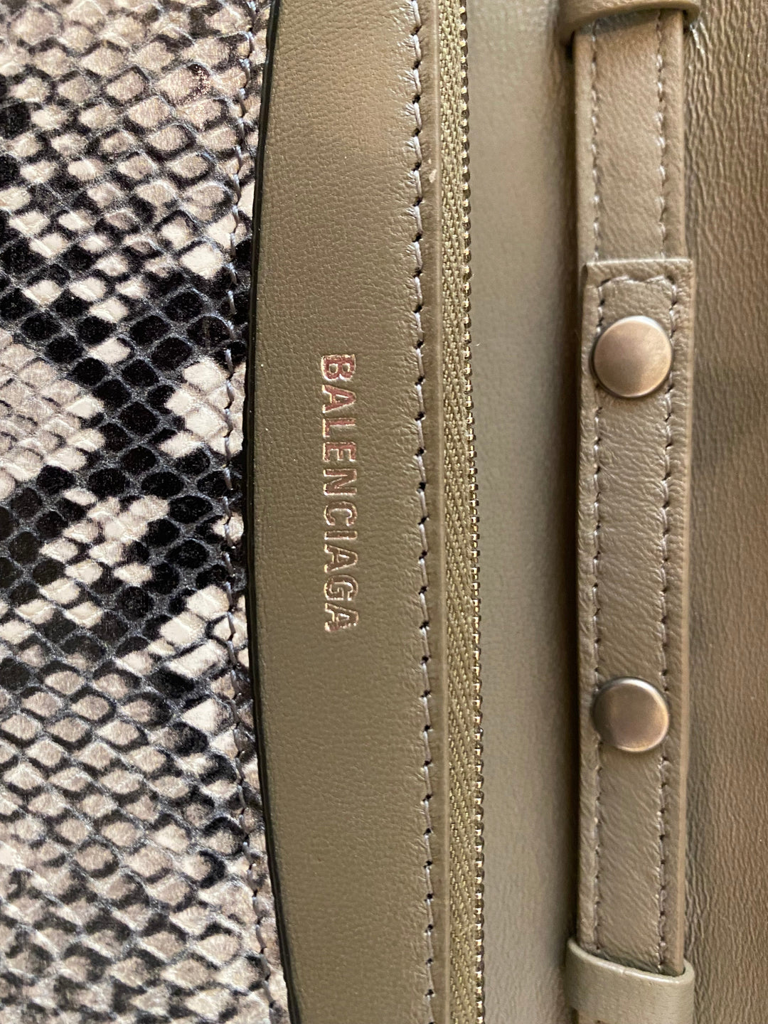 Balenciaga B Python Print Calfskin Leather Wallet on Chain Bag 593615