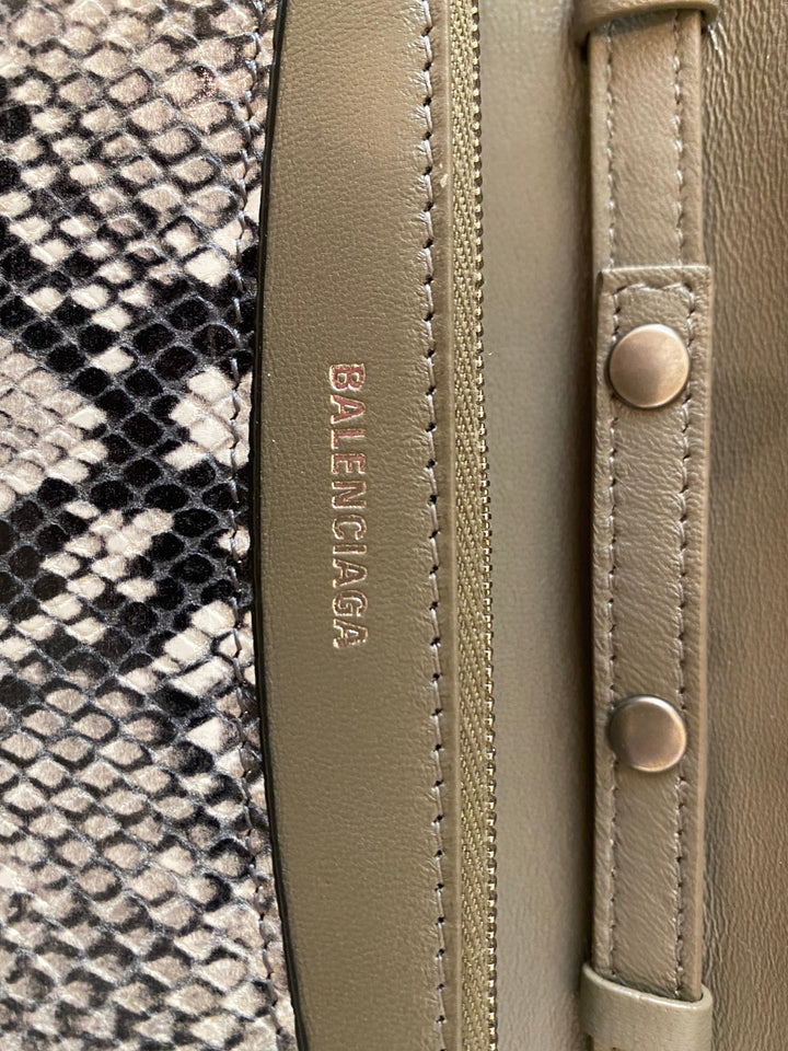 Balenciaga B Python Print Calfskin Leather Wallet on Chain Bag 593615