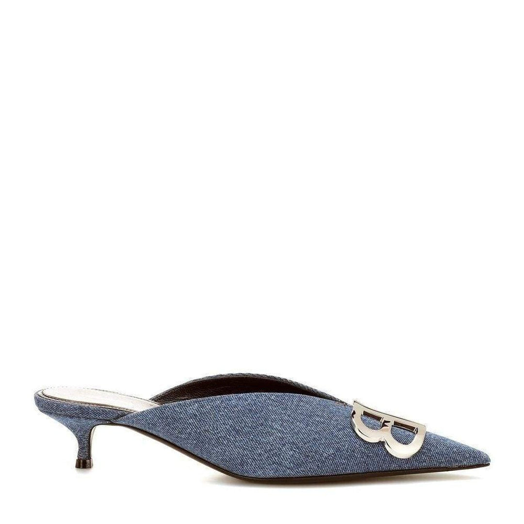 BB Denim Kitten-Heel Mules