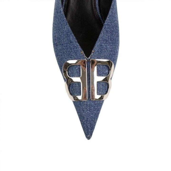 BB Denim Kitten-Heel Mules