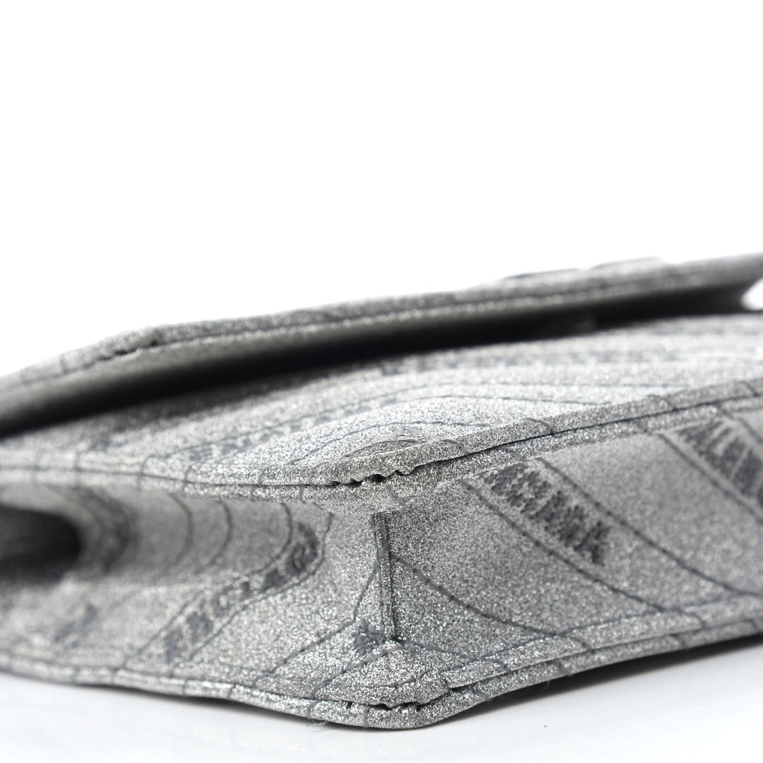 Balenciaga BB Silver Glittered Leather Wallet on Chain Bag 561507