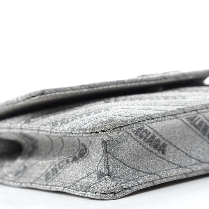 Balenciaga BB Silver Glittered Leather Wallet on Chain Bag 561507