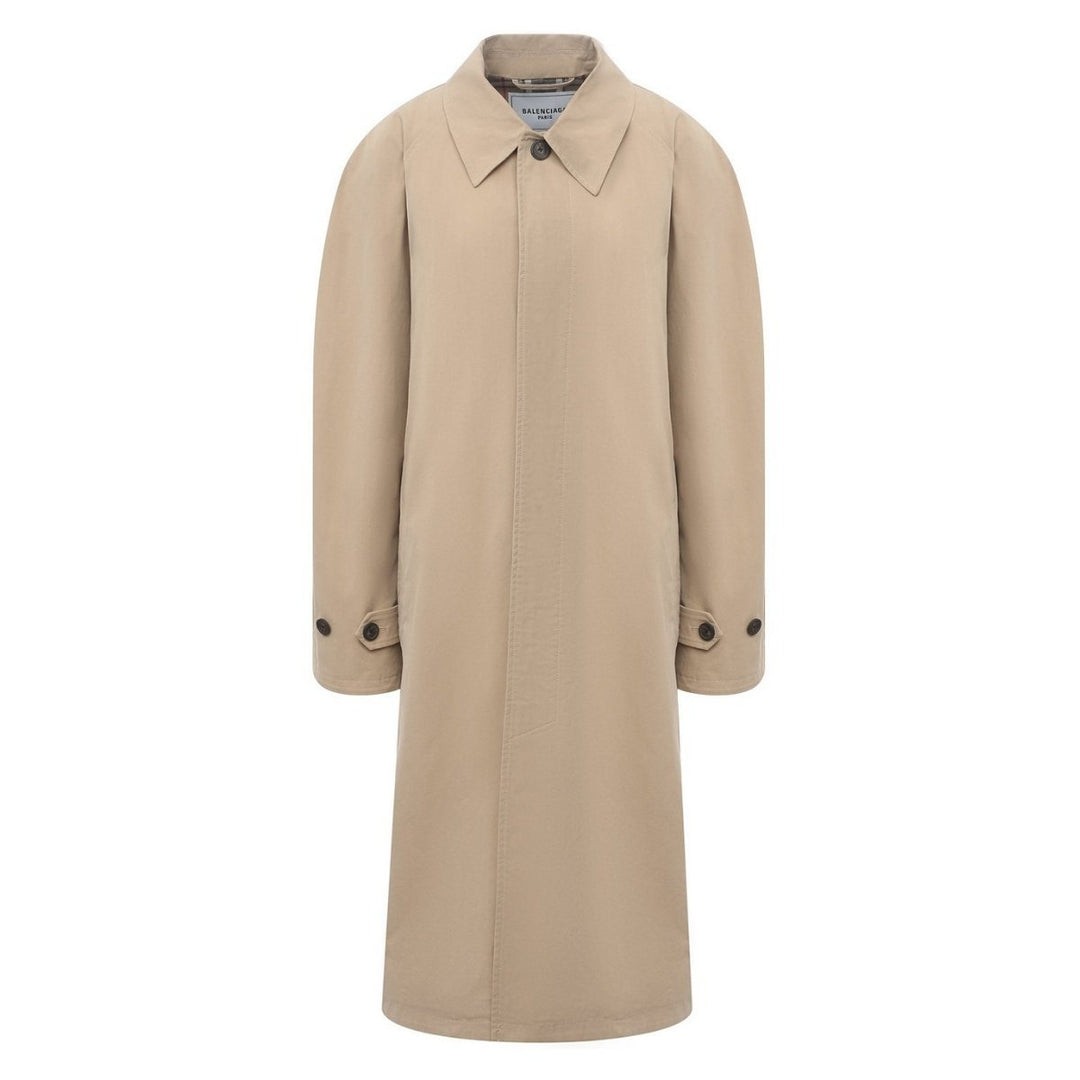 Balenciaga-Beige Twill Car Coat - Runway Catalog