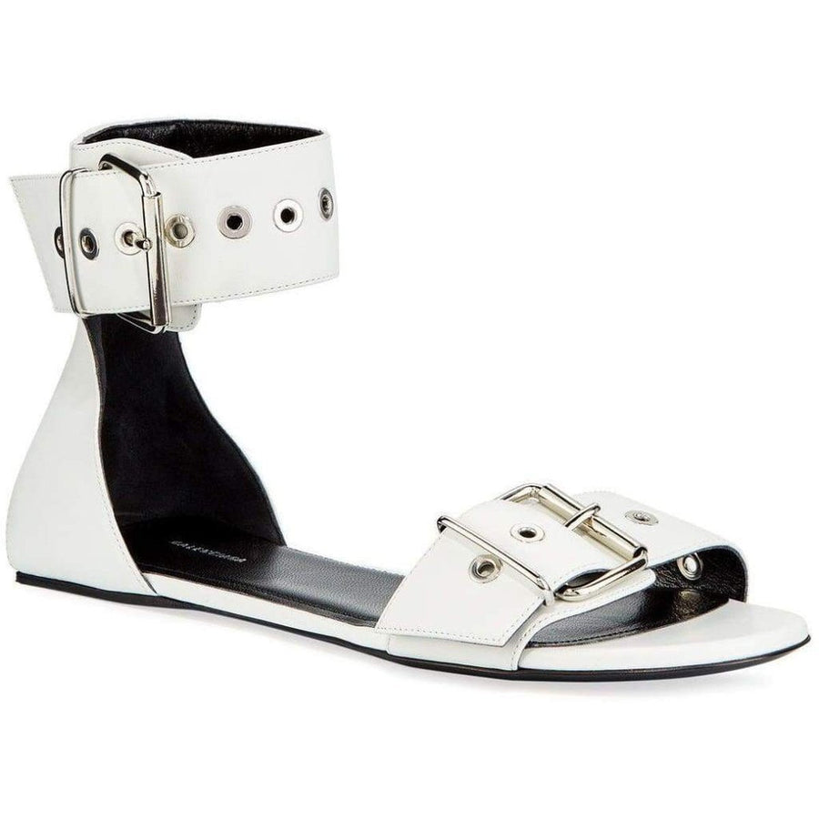 Balenciaga-Belt Flat Ankle Strap Sandal - Runway Catalog