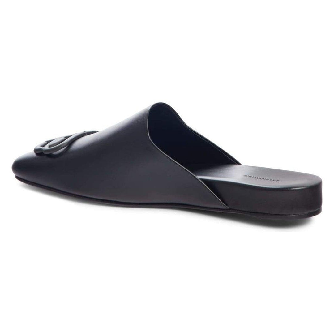 Black BB Logo Leather Slipper Shoes