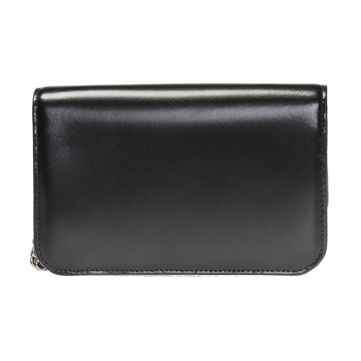 Balenciaga Black Calfskin Leather Silver Logo Chain Wallet Bag 593615