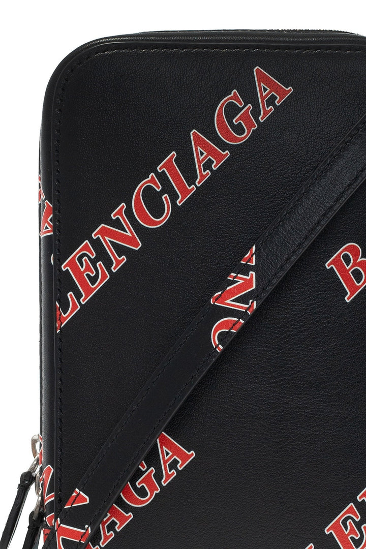 Balenciaga Black Calfskin Leather Sport Print Phone Holder Bag 618189