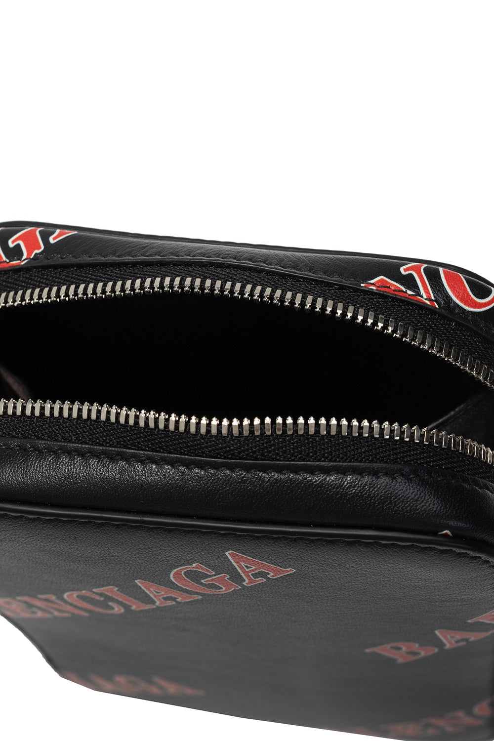 Balenciaga Black Calfskin Leather Sport Print Phone Holder Bag 618189