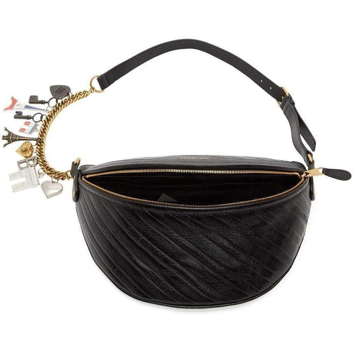 Black Leather Souvenir Belt Bag