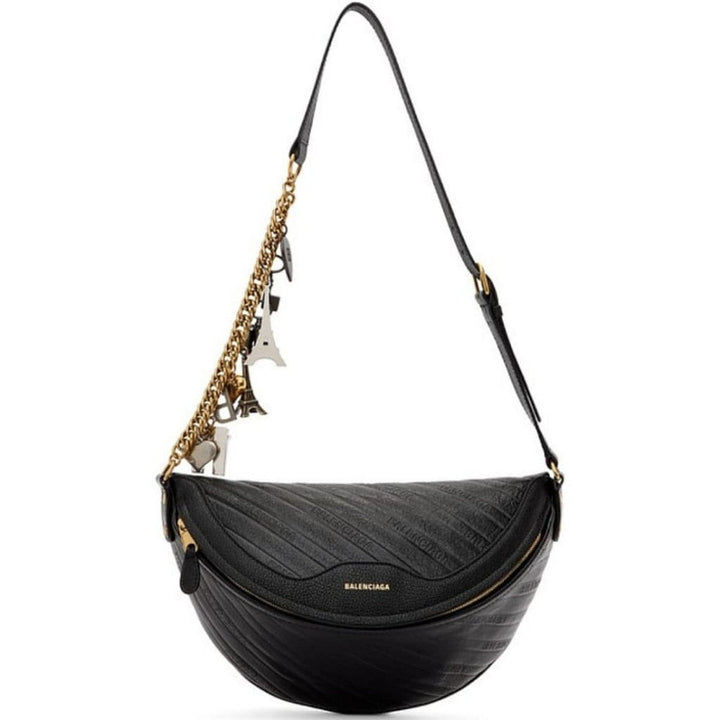 Black Leather Souvenir Belt Bag
