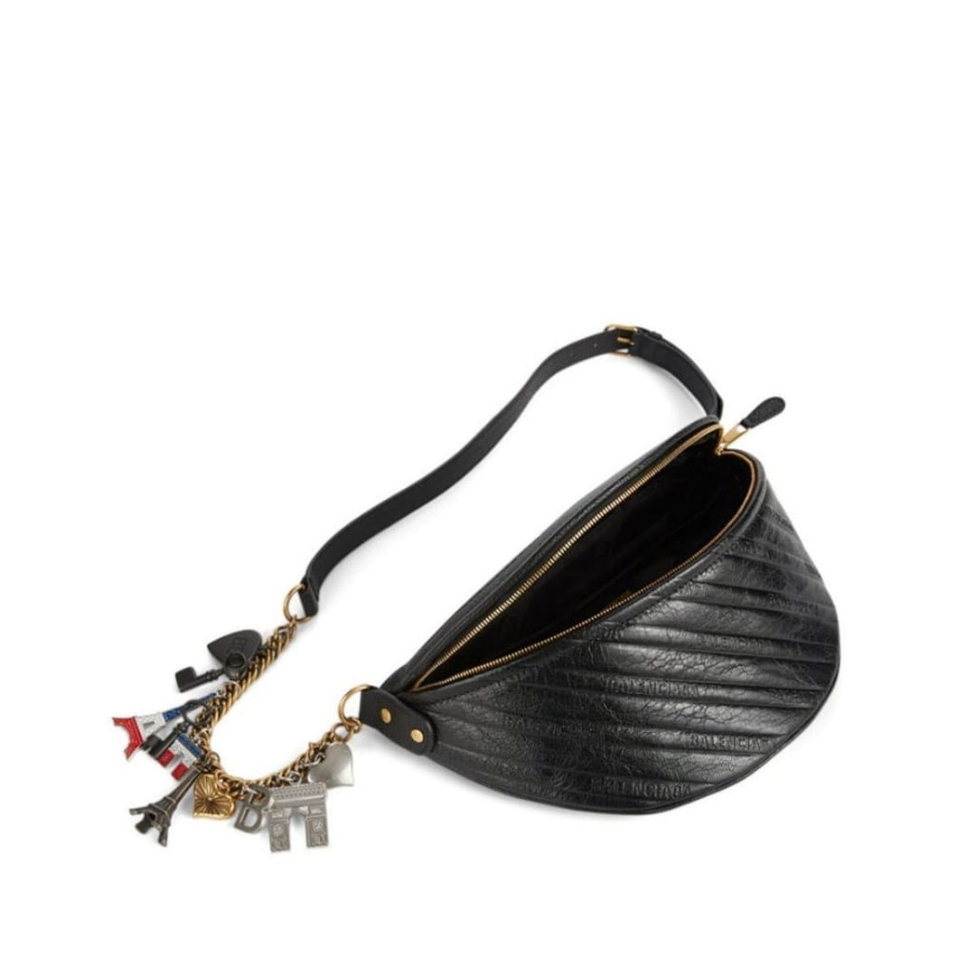 Black Leather Souvenir Belt Bag
