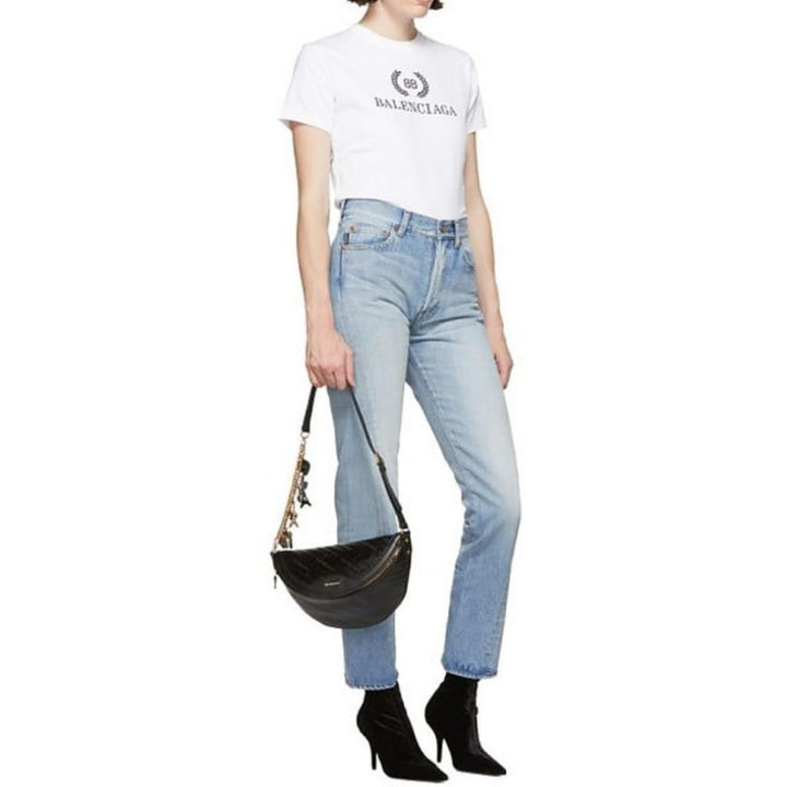 Black Leather Souvenir Belt Bag