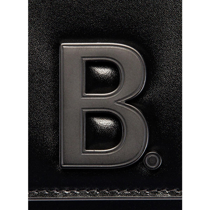 Balenciaga Black Shiny Calfskin Leather Chain Wallet Shoulder Bag 593615