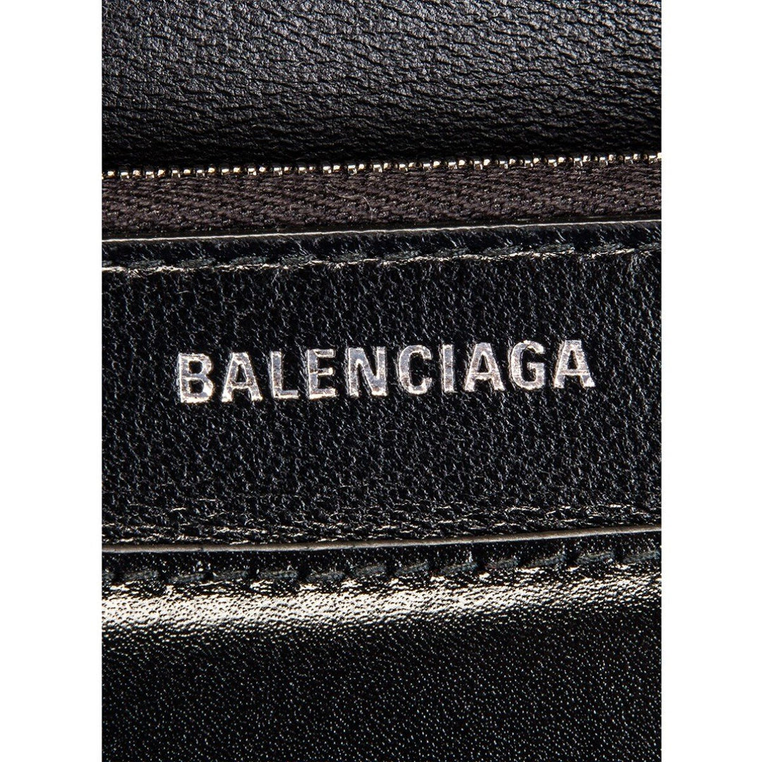 Balenciaga Black Shiny Calfskin Leather Chain Wallet Shoulder Bag 593615