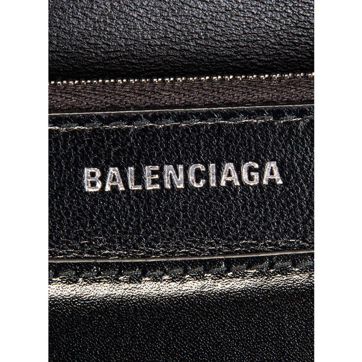 Balenciaga Black Shiny Calfskin Leather Chain Wallet Shoulder Bag 593615