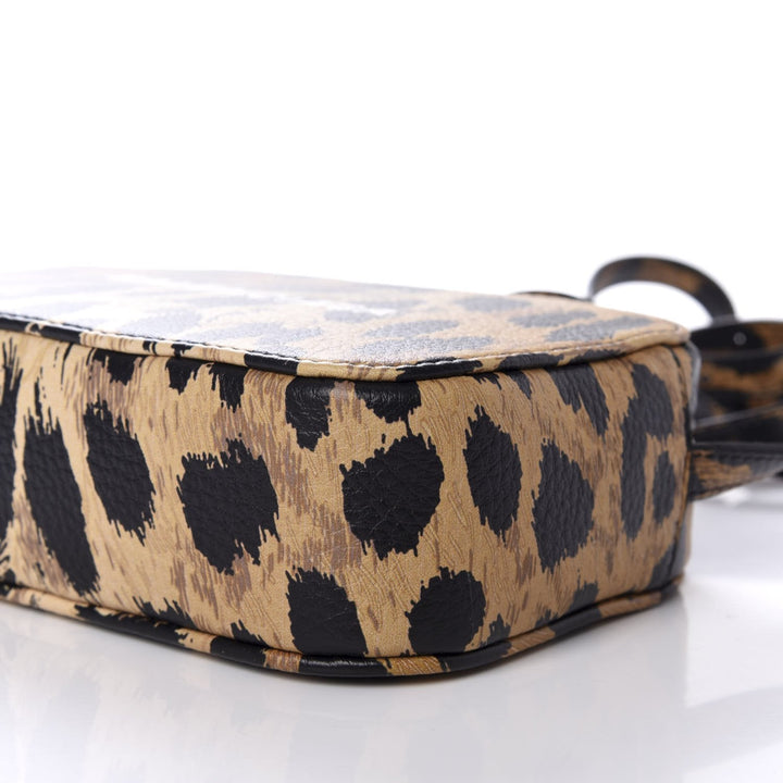 Balenciaga Calfskin Logo Printed Leopard XS Everyday Camera Bag 552372