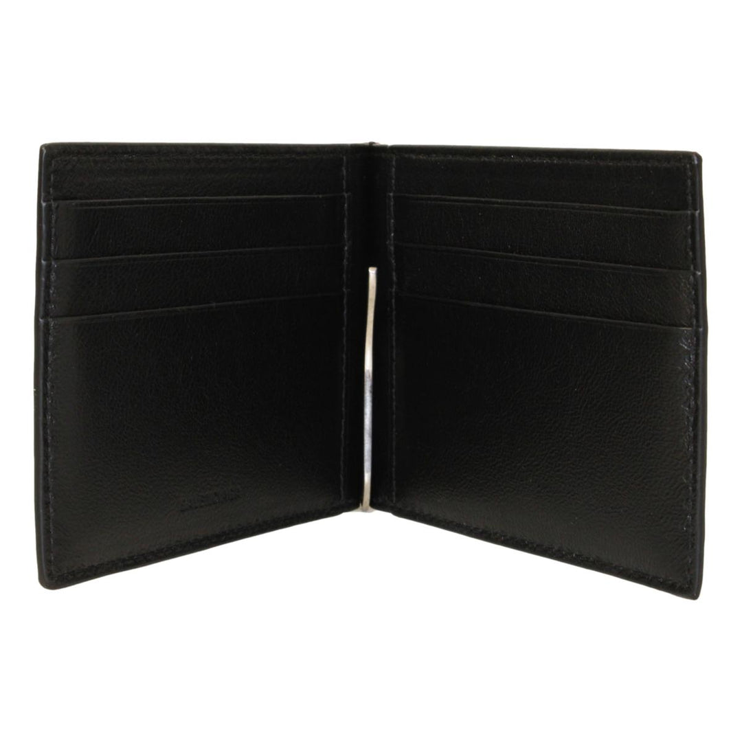 Balenciaga Cash Black Leather Scribble Logo Money Clip Wallet 625819