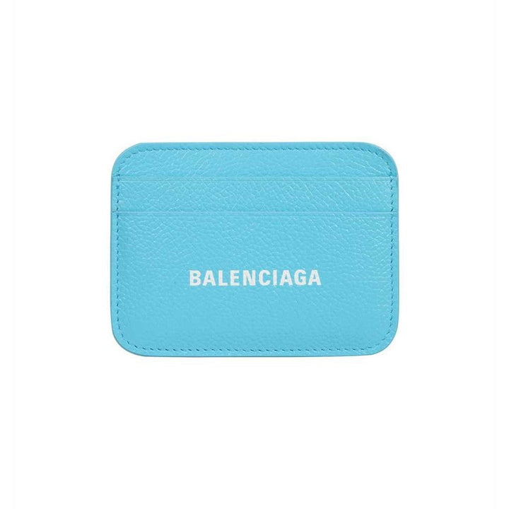 Balenciaga Cash Light Blue Calfskin Leather Credit Card Wallet 593812