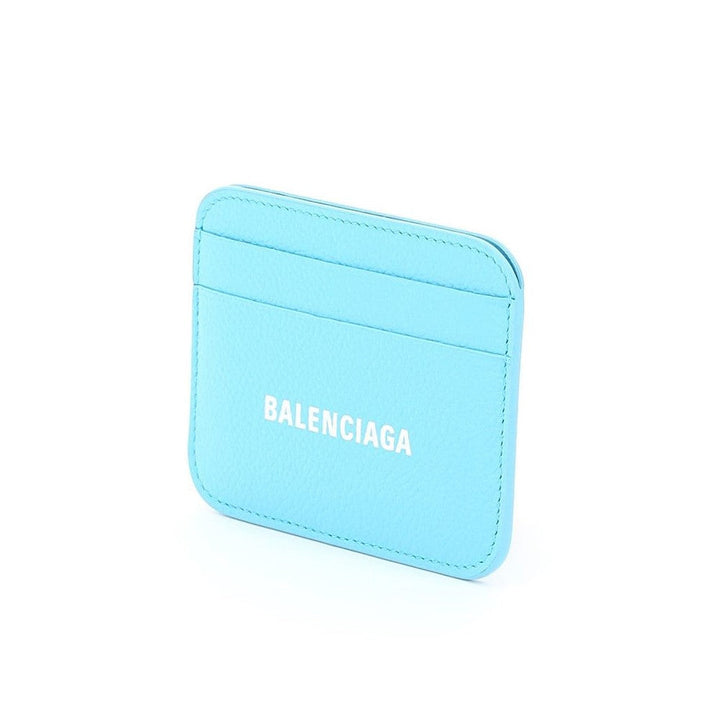 Balenciaga Cash Light Blue Calfskin Leather Credit Card Wallet 593812