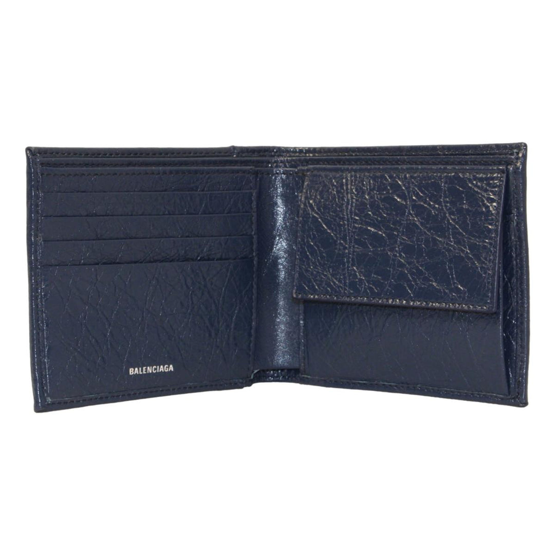 Balenciaga Cash Square Blue Arena Leather Bifold Wallet 542001