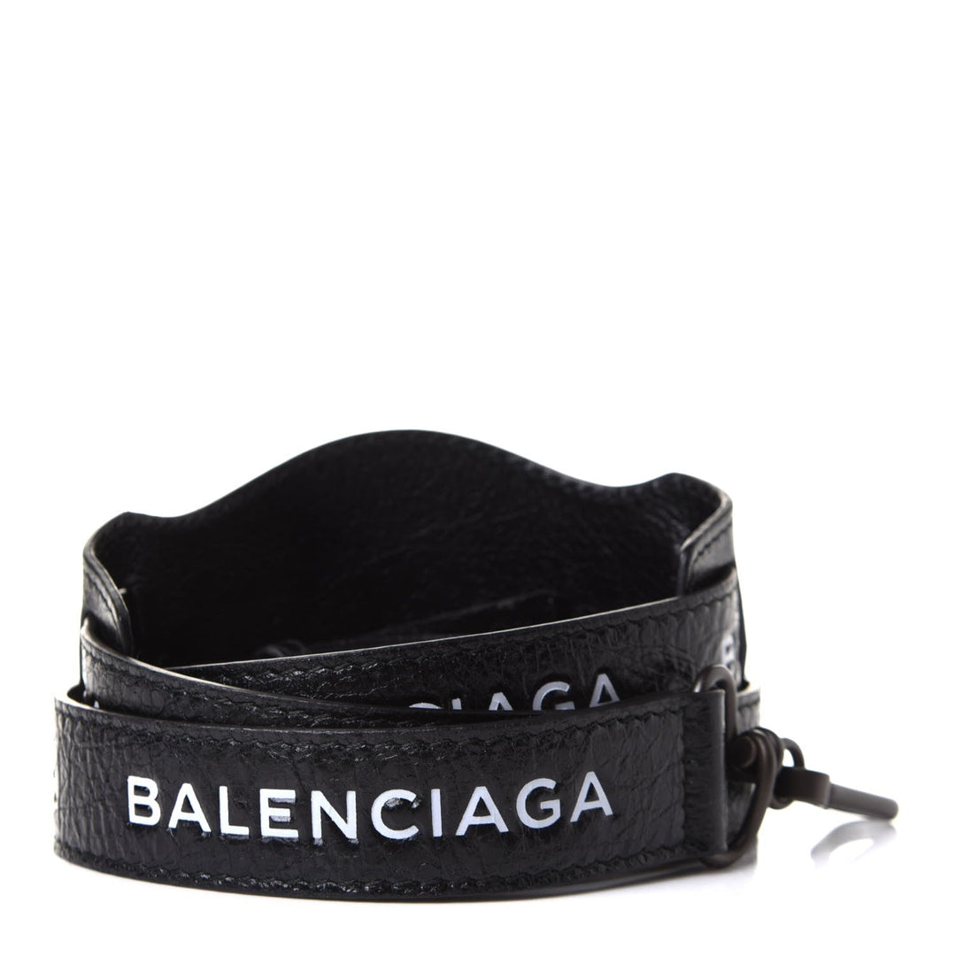 Balenciaga Classic City Black Arena Leather Logo Strap Satchel 505550