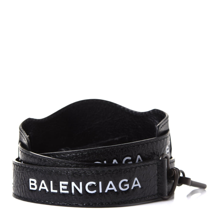 Balenciaga Classic City Black Arena Leather Logo Strap Satchel 505550