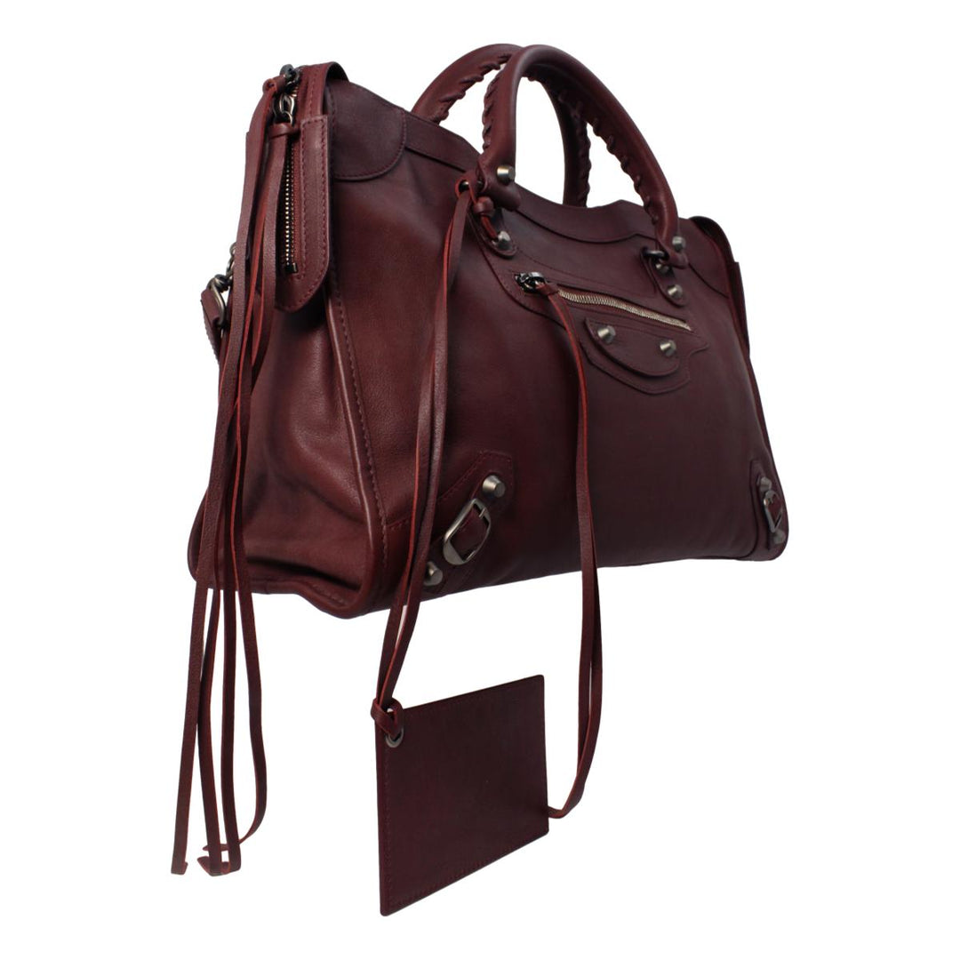 Balenciaga Classic City Bordeaux Red Leather Shoulder Bag 115748