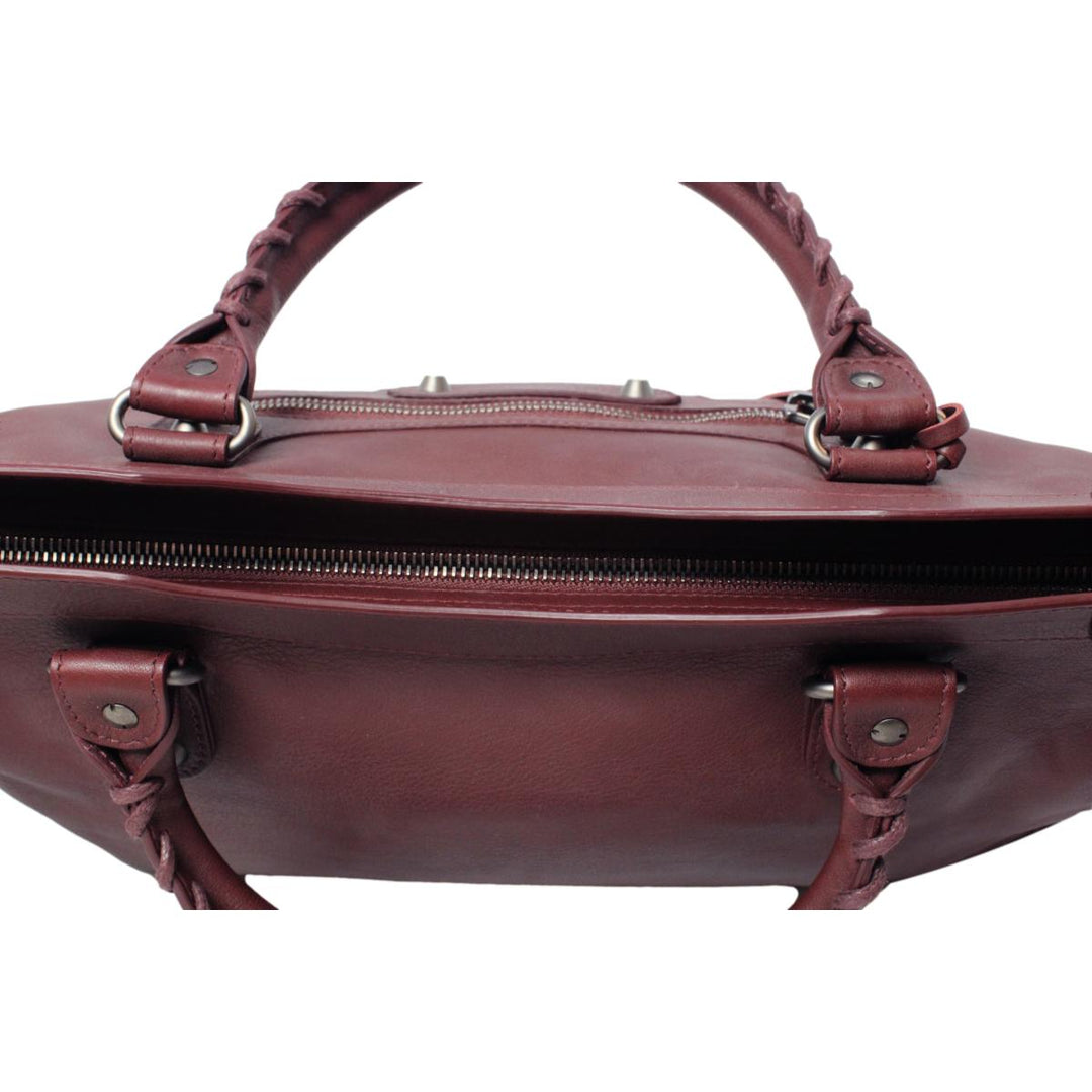 Balenciaga Classic City Bordeaux Red Leather Shoulder Bag 115748