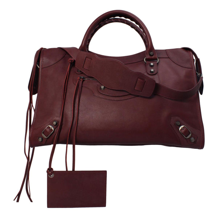 Balenciaga Classic City Bordeaux Red Leather Shoulder Bag 115748