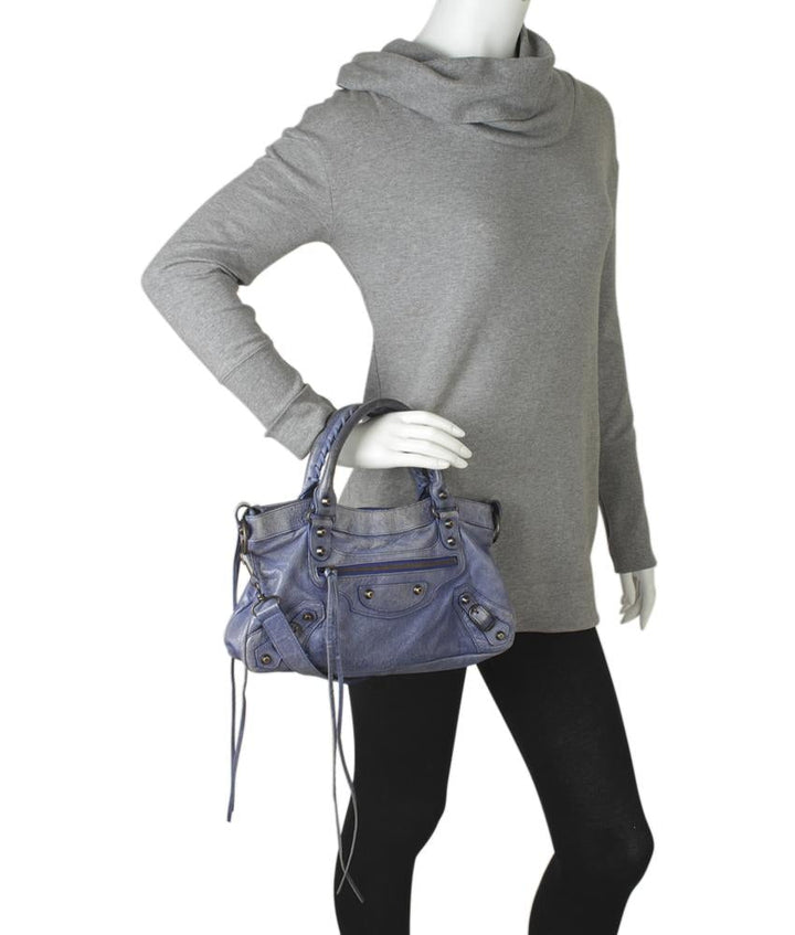 Balenciaga Classic First Blue Agneau Leather Shoulder Bag