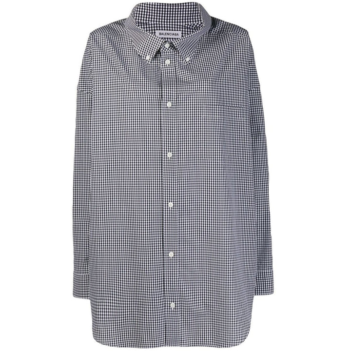 Balenciaga-Cocoon Swing Gingham Shirt - Runway Catalog